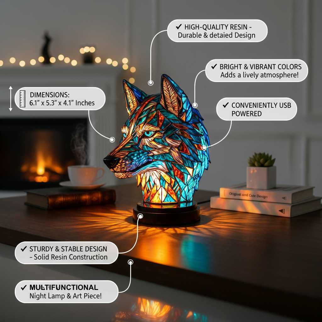 Lampe Enchantante en Forme de Loup