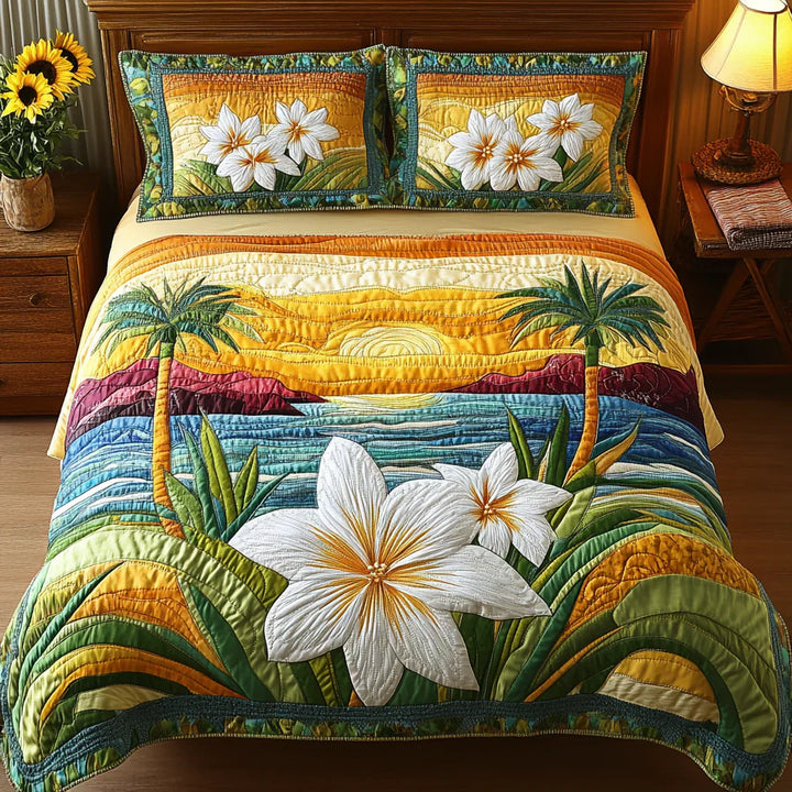 Parure de lit matelassée 3 pièces - Esprit Aloha