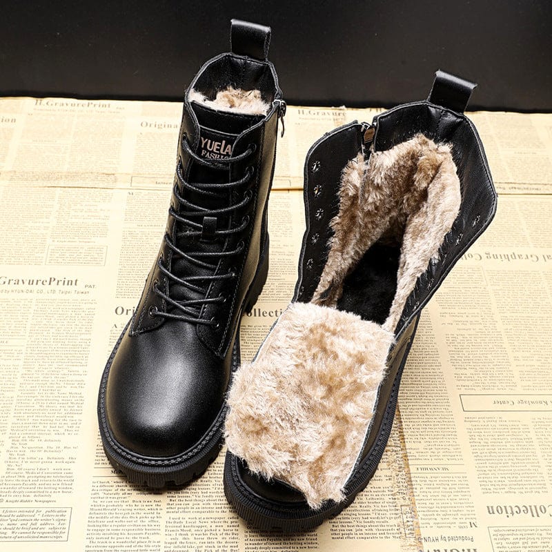 SELENA STIEFEL AUS LEDER MIT REISSVERSCHLUSS UND KUNSTFELL