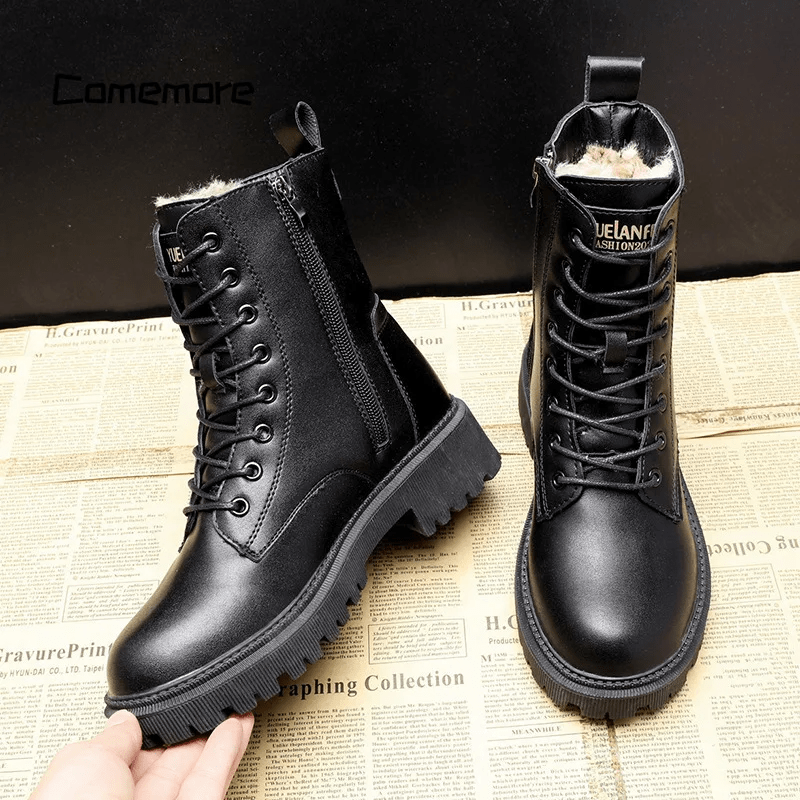 SELENA STIEFEL AUS LEDER MIT REISSVERSCHLUSS UND KUNSTFELL