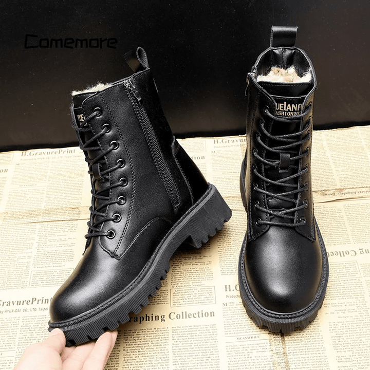 SELENA STIEFEL AUS LEDER MIT REISSVERSCHLUSS UND KUNSTFELL