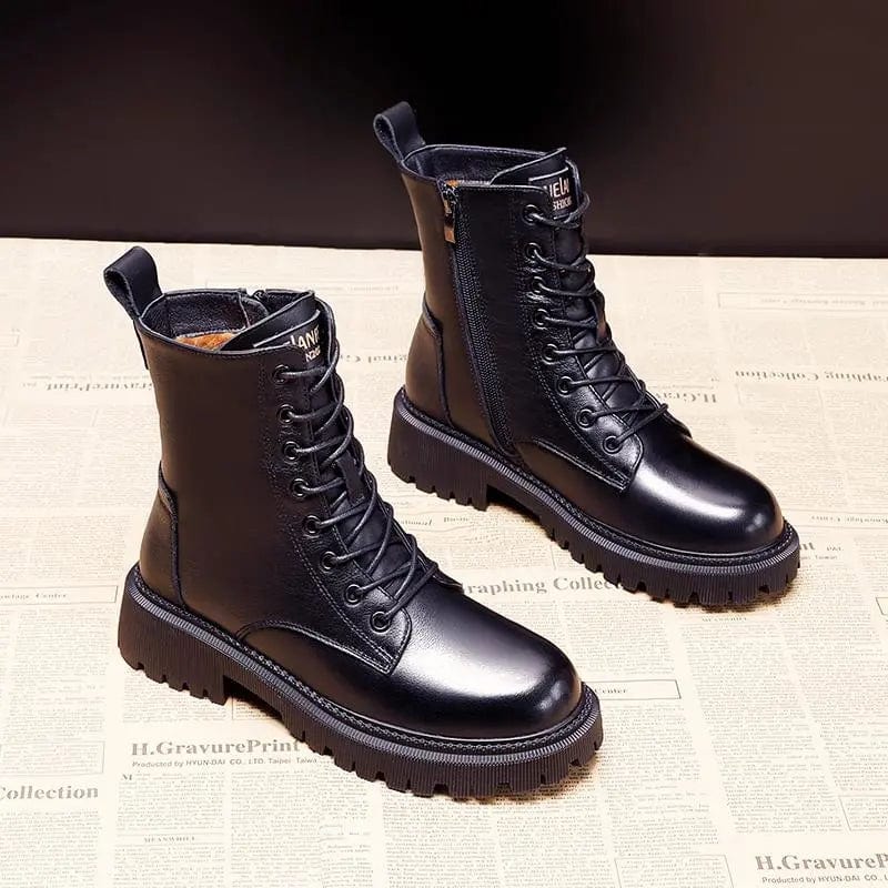 SELENA STIEFEL AUS LEDER MIT REISSVERSCHLUSS UND KUNSTFELL