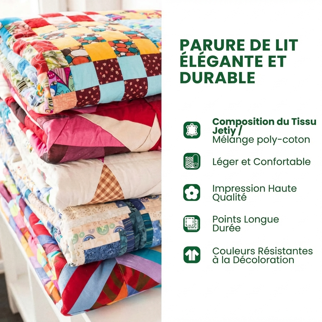 Parure de lit matelassée 3 pièces - Vagues de l'Océan